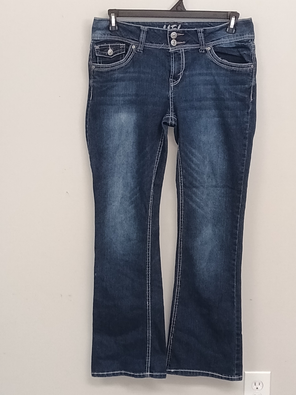 Wallflower Y2K Low-rise Flare Leg Dark Wash Denim Jeans 13 Retro Boho Hippie